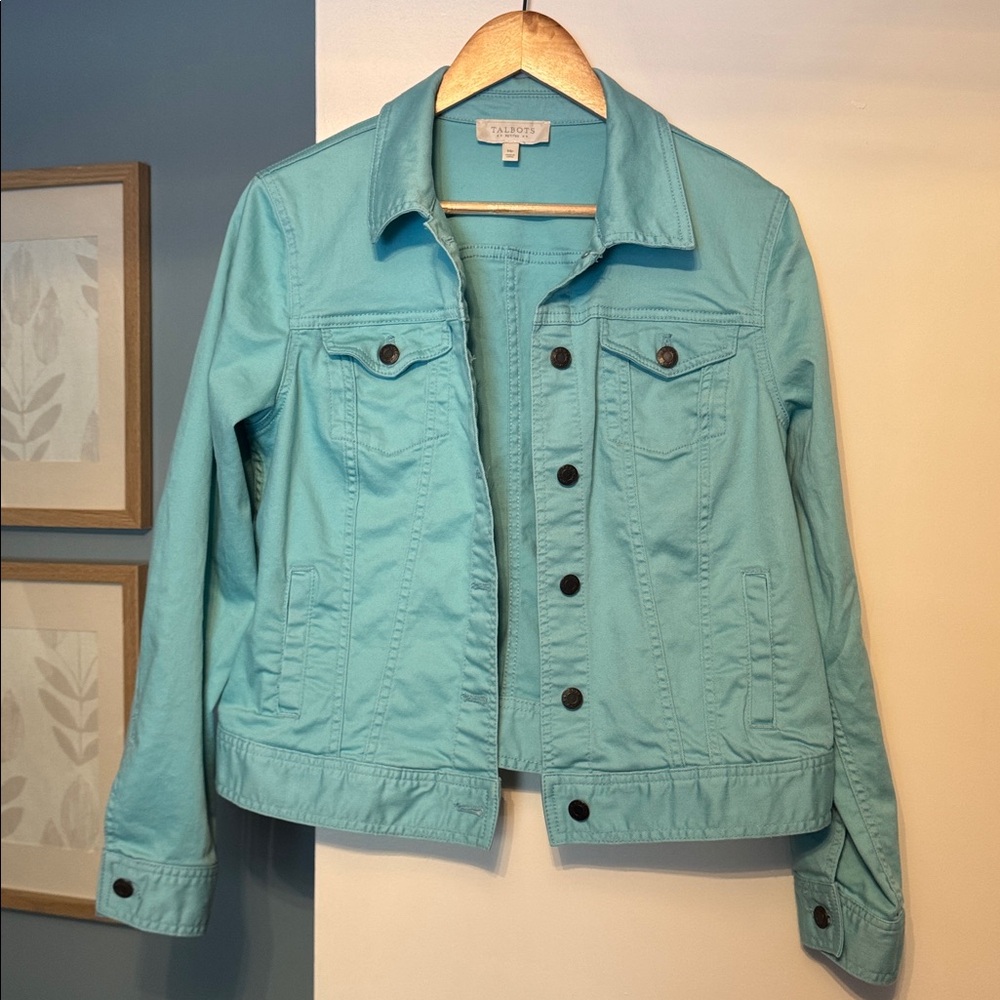 Talbots Women's Jean Jacket in Light/Aqua Blue